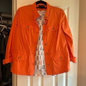 NEW w/Tags Talbots Orange Utility Jacket Size Medium and Matching T shirt Medium
